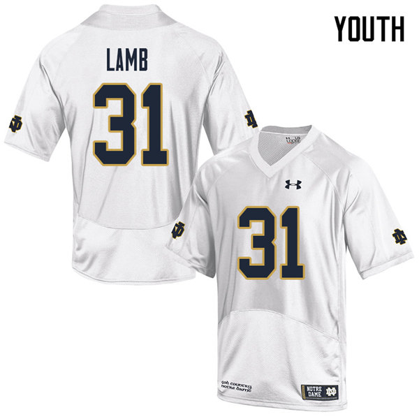 Youth #31 Jack Lamb Notre Dame Fighting Irish College Football Jerseys Sale-White - Click Image to Close
